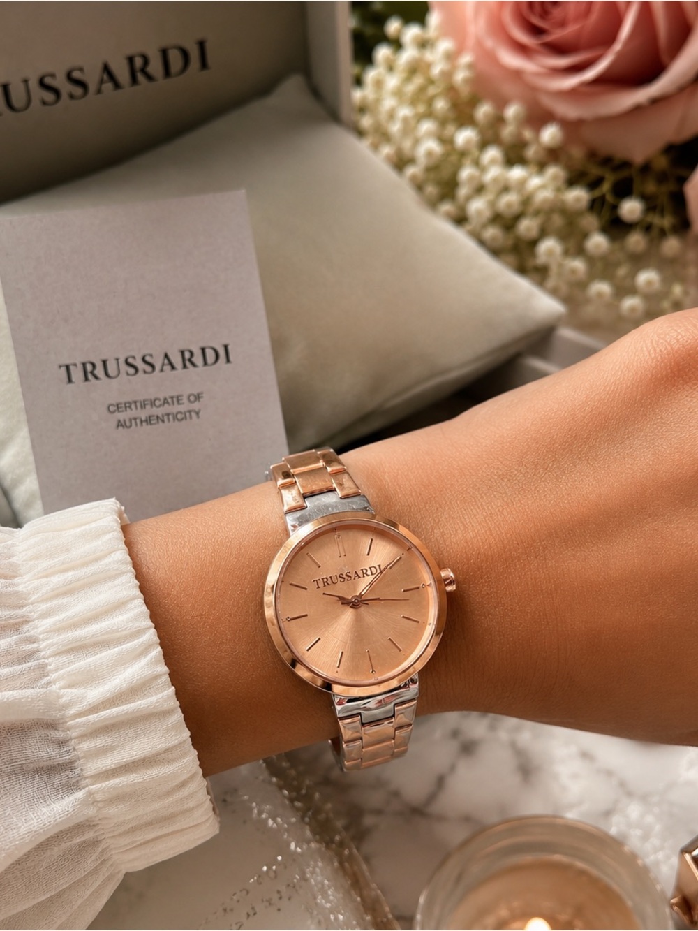 Trussardi Rose Gold Tone Women’s Watch NIB Italian Designer Luxury Timepiece